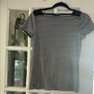Ralph Lauren Black and White Striped Short Sleeve Top